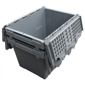 black plastic storage containers